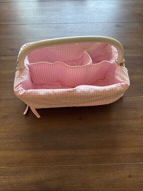 Pottery Barn Kids Sabrina Diaper Caddy & Harper Liner in Gingham checkered pink